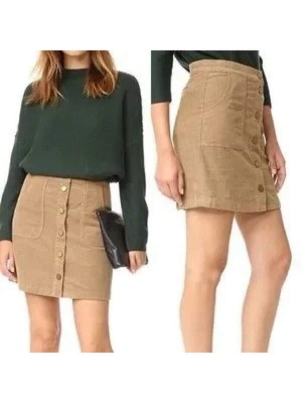 Tory Burch Lucitano Corduroy Snap Front Mini Skirt